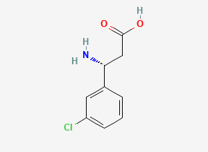 Two-dimensional chemical structure of (R)-3-Amino-3-(3-chlorophenyl)propanoic acid