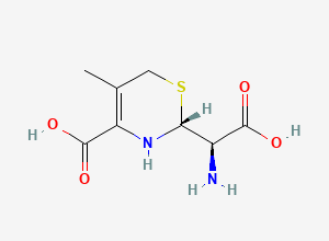 Two-dimensional chemical structure of (2r)-2-[(R)-Amino(Carboxy)methyl]-5-Methyl-3,6-Dihydro-2h-1,3-Thiazine-4-Carboxylic Acid