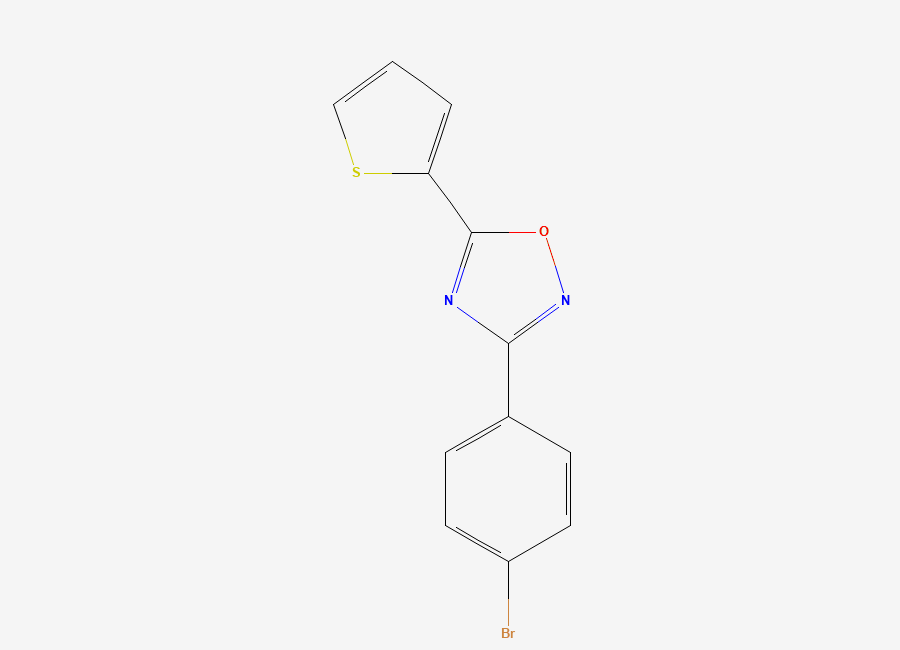 Two-dimensional chemical structure of 3-(4-Bromophenyl)-5-(thiophen-2-yl)-1,2,4-oxadiazole