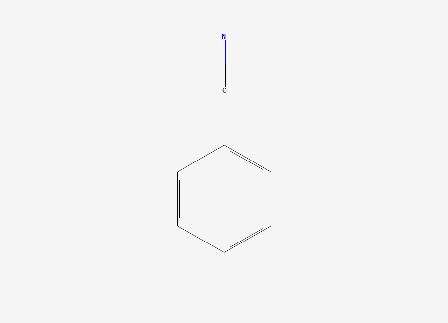 Two-dimensional chemical structure of Benzonitrile, CAS 100-47-0