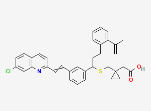 Two-dimensional chemical structure of Montelukast Methylstyrene; (R,E)-2-(1-(((1-(3-(2-(7-chloroquinolin-2-yl)vinyl)phenyl)-3-(2-(prop-1-en-2-yl)phenyl)propyl)thio)methyl)cyclopropyl)acetic acid