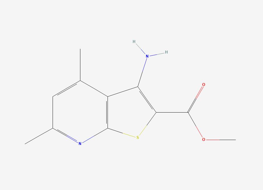 Two-dimensional chemical structure of Methyl 3-amino-4,6-dimethylthieno(2,3-b)pyridine-2-carboxylate
