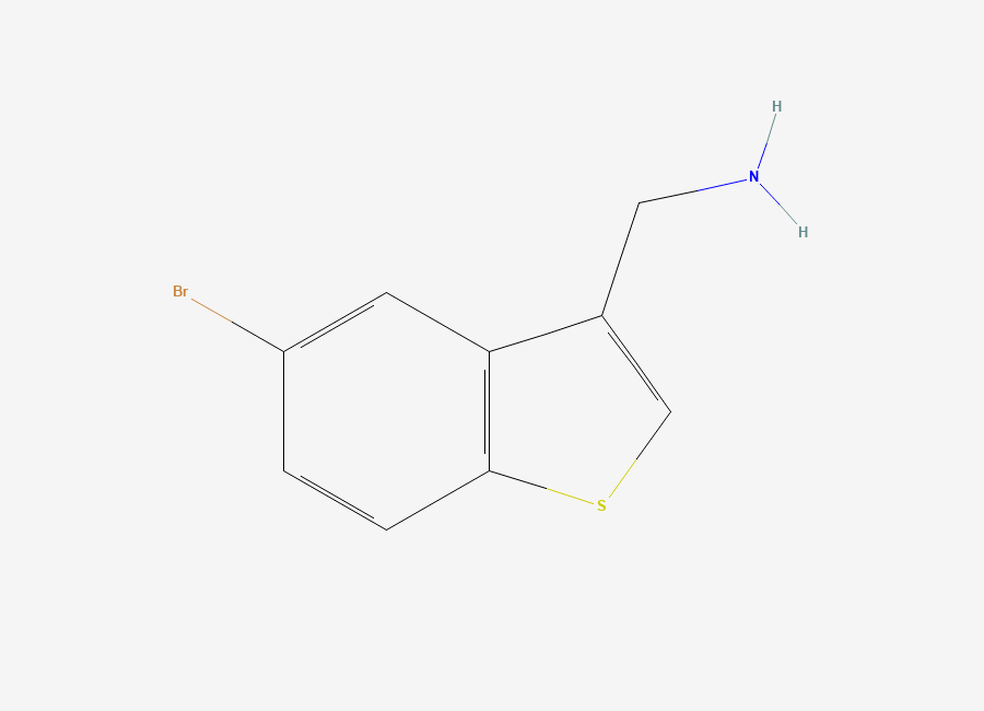 Two-dimensional chemical structure of 1-(5-Bromo-1-Benzothiophen-3-Yl)methanamine