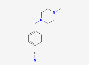 Two-dimensional chemical structure of 4-((4-Methylpiperazin-1-yl)methyl)benzonitrile, CAS 125743-63-7