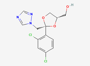 Two-dimensional chemical structure of ((2S,4R)-2-((1H-1,2,4-Triazol-1-yl)methyl)-2-(2,4-dichlorophenyl)-1,3-dioxolan-4-yl)methanol