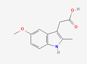 Two-dimensional chemical structure of Indomethacin EP Impurity B / Indomethacin Related Compound A / Indomethacin N-Deschlorobenzoyl Impurity, CAS 2882-15-7