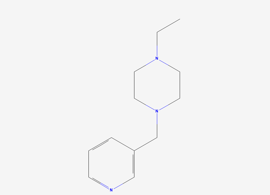 Two-dimensional chemical structure of 1-ethyl-4-(3-pyridinylmethyl)piperazine, CAS 414881-11-1