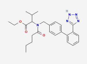 Two-dimensional chemical structure of Valsartan Ethyl Ester / Valsartan Acid Ethyl Ester, CAS 1111177-30-0