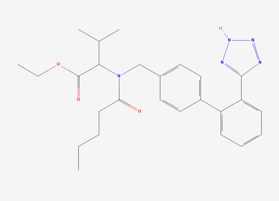 Two-dimensional chemical structure of Valsartan Ethyl Ester / Valsartan Acid Ethyl Ester, CAS 1111177-30-0