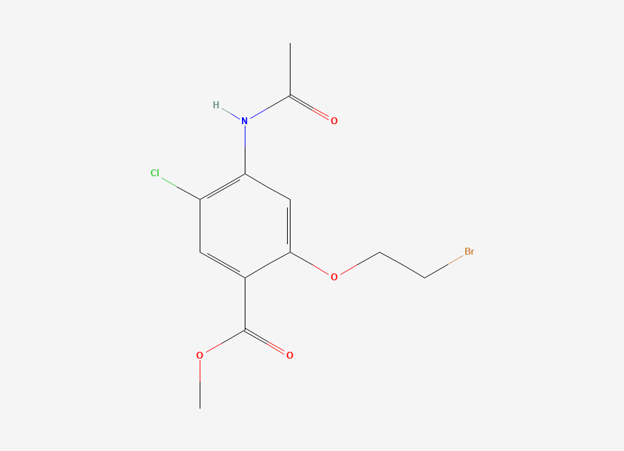 Two-dimensional chemical structure of Methyl 4-acetamido-2-(2-bromoethoxy)-5-chlorobenzoate