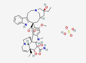 Two-dimensional chemical structure of Vincaleukoblastine, 3-(aminocarbonyl)-O4-deacetyl-3-de(methoxycarbonyl)-, sulfate (1:1) (salt)