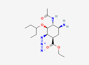 Two-dimensional chemical structure of Oseltamivir EP Impurity B/Oseltamivir BP Impurity B / Oseltamivir Related Compound A/ 2-Azido-1,2-Dihydro Oseltamivir, CAS 2125702-80-7