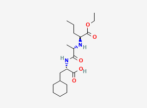 Two-dimensional chemical structure of (2S)-3-cyclohexyl-2-(((2S)-2-(((1S)-1-(ethoxycarbonyl)butyl)amino)propanoyl)amino)propanoic acid