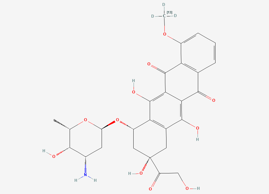 Two-dimensional chemical structure of Doxorubicin-13C,d3