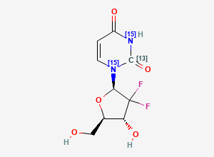 Two-dimensional chemical structure of 2',2'-Difluoro-2'-deoxyuridine-13C,15N2