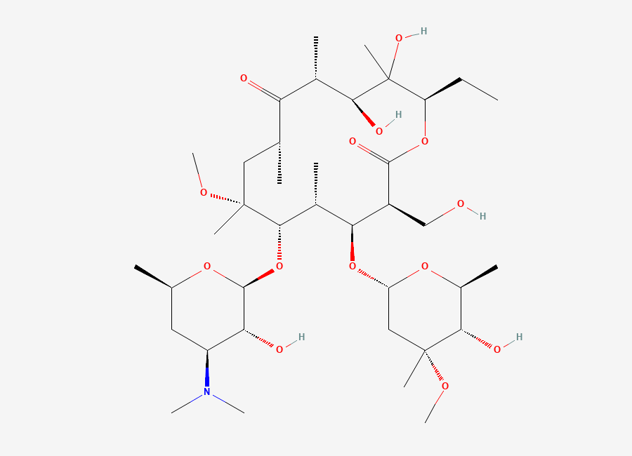 Two-dimensional chemical structure of Clarithromycin EP Impurity A / Clarithromycin F, CAS 124412-58-4
