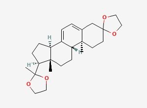 Two-dimensional chemical structure of Pregna-5,7-diene-3,20-dione, cyclic 3,20-bis(1,2-ethanediyl acetal), (9beta,10alpha), CAS 5488-51-7