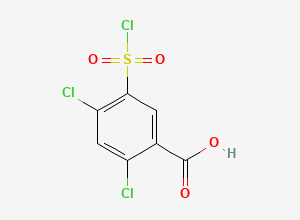 Two-dimensional chemical structure of Benzoic acid, 2, 4-dichloro-5-(chlorosulfonyl), CAS 3740-18-9