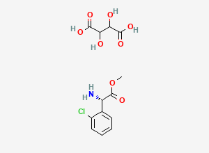 Two-dimensional chemical structure of (S)-(+)-2-(2-Chlorophenyl)glycine methyl ester tartrate