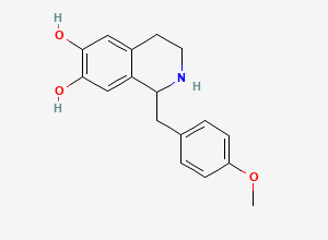 Two-dimensional chemical structure of 1-(4-methoxybenzyl)-1,2,3,4-tetrahydroisoquinoline-6,7-diol