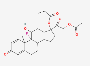 Two-dimensional chemical structure of Betamethasone Dipropionate EP Impurity D /Betamethasone 21-Acetate 17-Propionate, CAS 5514-81-8