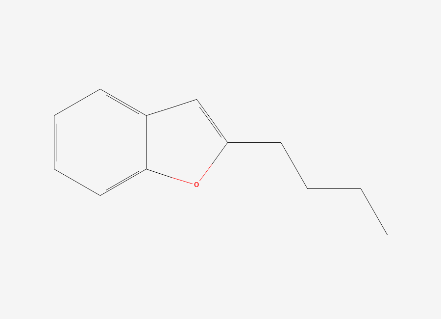 Two-dimensional chemical structure of 2-butyl benzofuran, CAS 4265-27-4