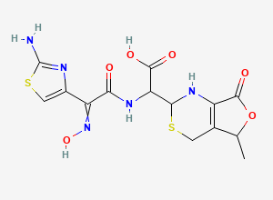 Two-dimensional chemical structure of 2-(2-(2-aminothiazol-4-yl)-2-(hydroxyimino)acetamido)-2-(5-methyl-7-oxo-1,2,5,7-tetrahydro-4H-furo[3,4-d][1,3]thiazin-2-yl)acetic acid