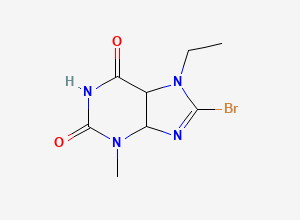 Two-dimensional chemical structure of 8-Bromo-7-ethyl-3-methylpurine-2,6-dione, CAS 101071-96-9