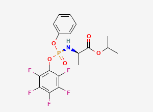 Two-dimensional chemical structure of Isopropyl ((S)-(perfluorophenoxy)(phenoxy)phosphoryl)-D-alaninate, CAS 1714114-25-6