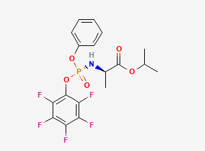 Two-dimensional chemical structure of Isopropyl ((R)-(perfluorophenoxy)(phenoxy)phosphoryl)-D-alaninate, CAS 1627824-09-2