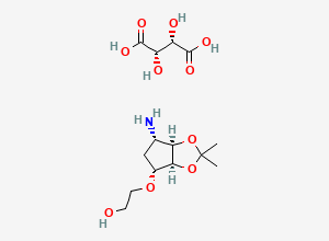 Two-dimensional chemical structure of 2-(((3aS,4R,6S,6aR)-6-amino-2,2-dimethyltetrahydro-3aH-cyclopenta[d][1,3]dioxol-4-yl)oxy)ethanol (2S,3S)-2,3-dihydroxysuccinate