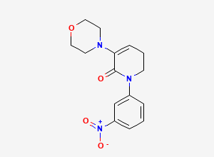 Two-dimensional chemical structure of 3-morpholino-1-(3-nitrophenyl)-5,6-dihydropyridin-2(1H)-one, CAS 2443747-50-8