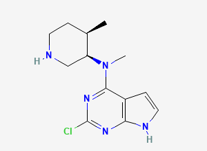 Two-dimensional chemical structure of 2-chloro-N-methyl-N-((3R,4R)-4-methylpiperidin-3-yl)-7H-pyrrolo[2,3-d]pyrimidin-4-amine, CAS 1616760-97-4