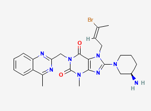 Two-dimensional chemical structure of Linagliptin Bromo Impurity, CAS 1446263-39-3