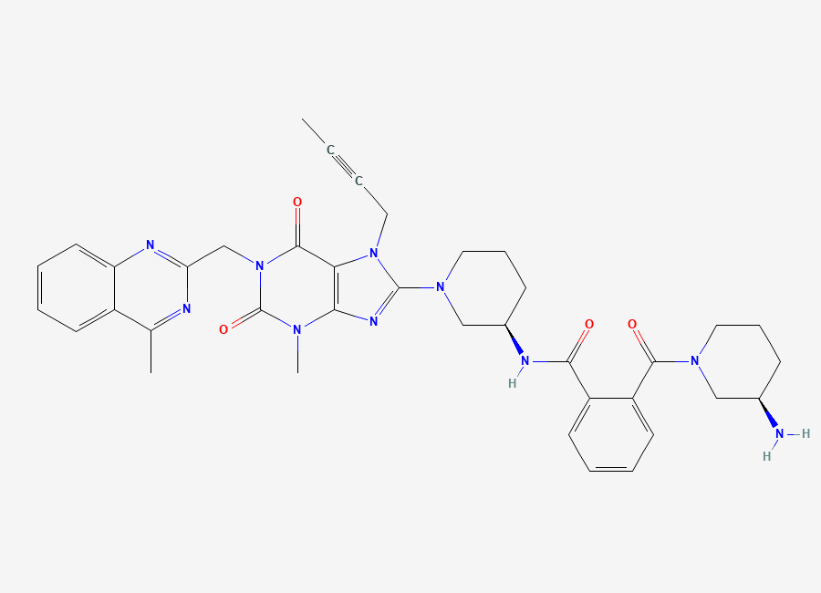 Two-dimensional chemical structure of Linagliptin EP Impurity E, CAS 2803370-12-7