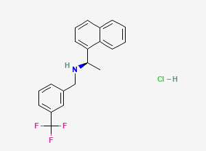 Two-dimensional chemical structure of (R)-α-Methyl-N-[3-[3-(trifluoromethyl)phenyl]methyl]-1-naphthalenemethaneamine Hydrochloride / Benzyl Cinacalcet, CAS 1229225-42-6
