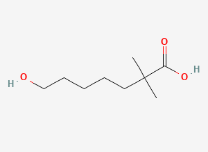 Two-dimensional chemical structure of 7-Hydroxy-2,2-dimethylheptanoic Acid, CAS 1529323-27-0