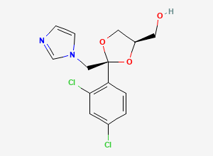 Two-dimensional chemical structure of 1,3-Dioxolane-4-methanol, 2-(2,4-dichlorophenyl)-2-(1H-imidazol-1-ylmethyl)-, (2S,4R), CAS 170210-49-8
