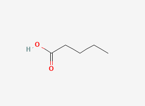 Two-dimensional chemical structure of Sodium valporate impurity A /Valproic Acid EP Impurity A/ Valeric Acid / Pentanoic acid, CAS 109-52-4