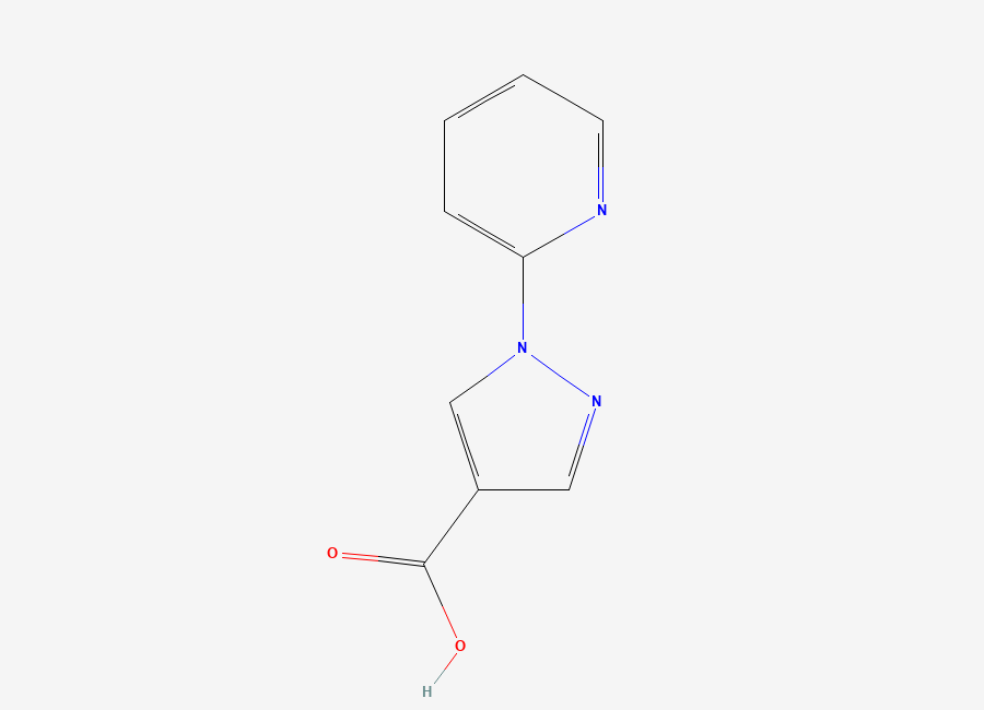 Two-dimensional chemical structure of 1-(pyridin-2-yl)-1H-pyrazole-4-carboxylic acid
