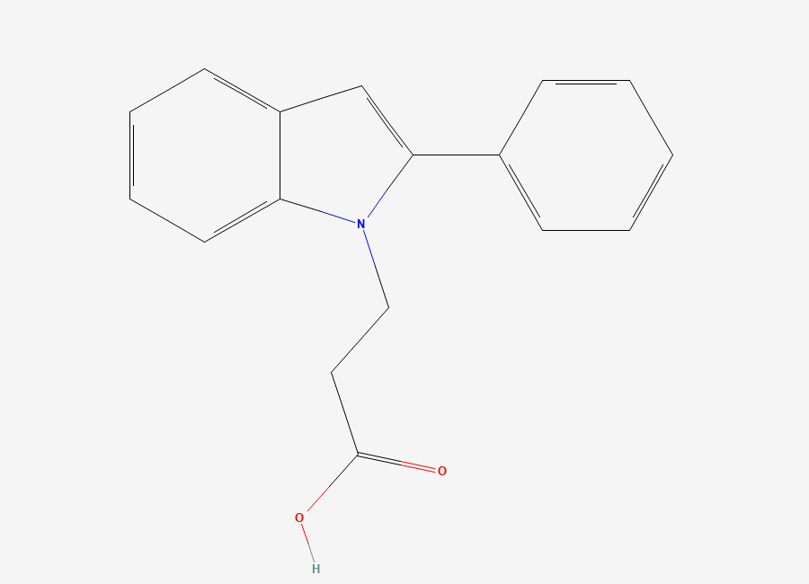 Two-dimensional chemical structure of 3-(2-Phenyl-1H-indol-1-yl)propanoic acid