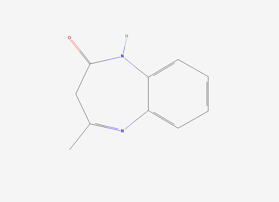 Two-dimensional chemical structure of 2-4-Methyl-1,3-dihydro-2H-1,5-benzodiazepin-2-one, CAS 6276-48-8