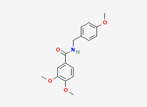Two-dimensional chemical structure of 3,4-Dimethoxy-N-[(4-methoxyphenyl)methyl]benzamide, CAS 331239-23-7