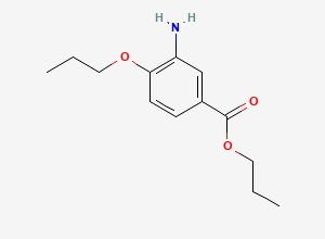 Two-dimensional chemical structure of Propyl 3-amino-4-propoxybenzoate, CAS 1216179-28-0