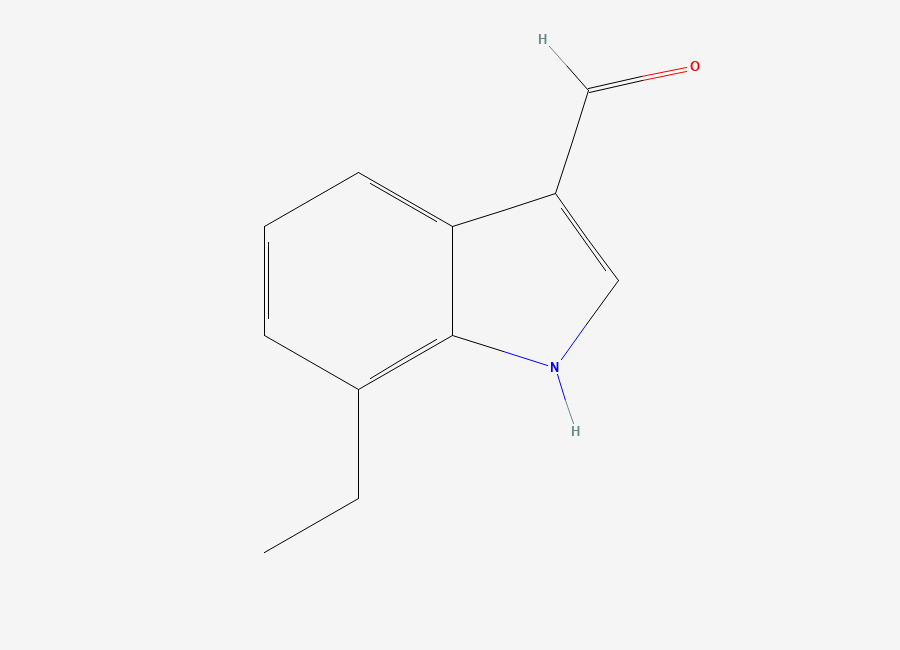 Two-dimensional chemical structure of 7-Ethyl-1H-indole-3-carbaldehyde