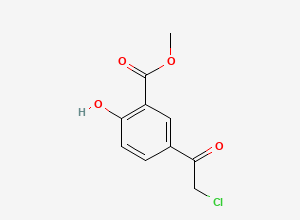 Two-dimensional chemical structure of Methyl 5-(2-chloroacetyl)-2-hydroxybenzoate, CAS 33254-87-4