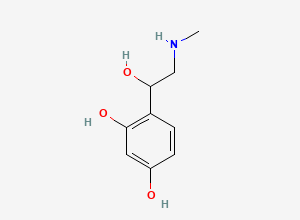 Two-dimensional chemical structure of 4-[1-Hydroxy-2-(methylamino)ethyl]benzene-1,3-diol, CAS 1528622-09-4
