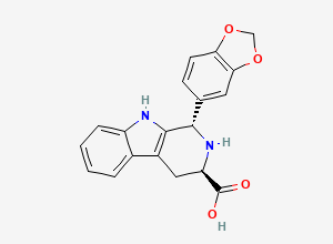 Two-dimensional chemical structure of (1S,3R)-1-(Benzo[d][1,3]dioxol-5-yl)-2,3,4,9-tetrahydro-1H-pyrido[3,4-b]indole-3-carboxylic acid