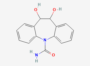 Two-dimensional chemical structure of 10,11-Dihydro-10,11-Dihydroxy Carbamazepine (Mixture of Diastereomers), CAS 35079-97-1