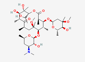 Two-dimensional chemical structure of (3R,4S,5S,6R,7R,9R,11R,12R,13S,14R)-6-[(2S,3R,4S,6R)-4-(dimethylamino)-3-hydroxy-6-methyloxan-2-yl]oxy-12,13-dihydroxy-14-(1-hydroxyethyl)-4-[(2R,4R,5S,6S)-5-hydroxy-4-methoxy-4,6-dimethyloxan-2-yl]oxy-7-methoxy-3,5,7,9,11,13-hexamethyl-oxacyclotetradecane-2,10-dione